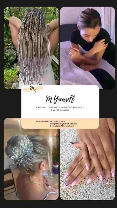 M Yourself Bien-être : massages, coiffure, tresses, manucure à domicile en région de Montpellier
